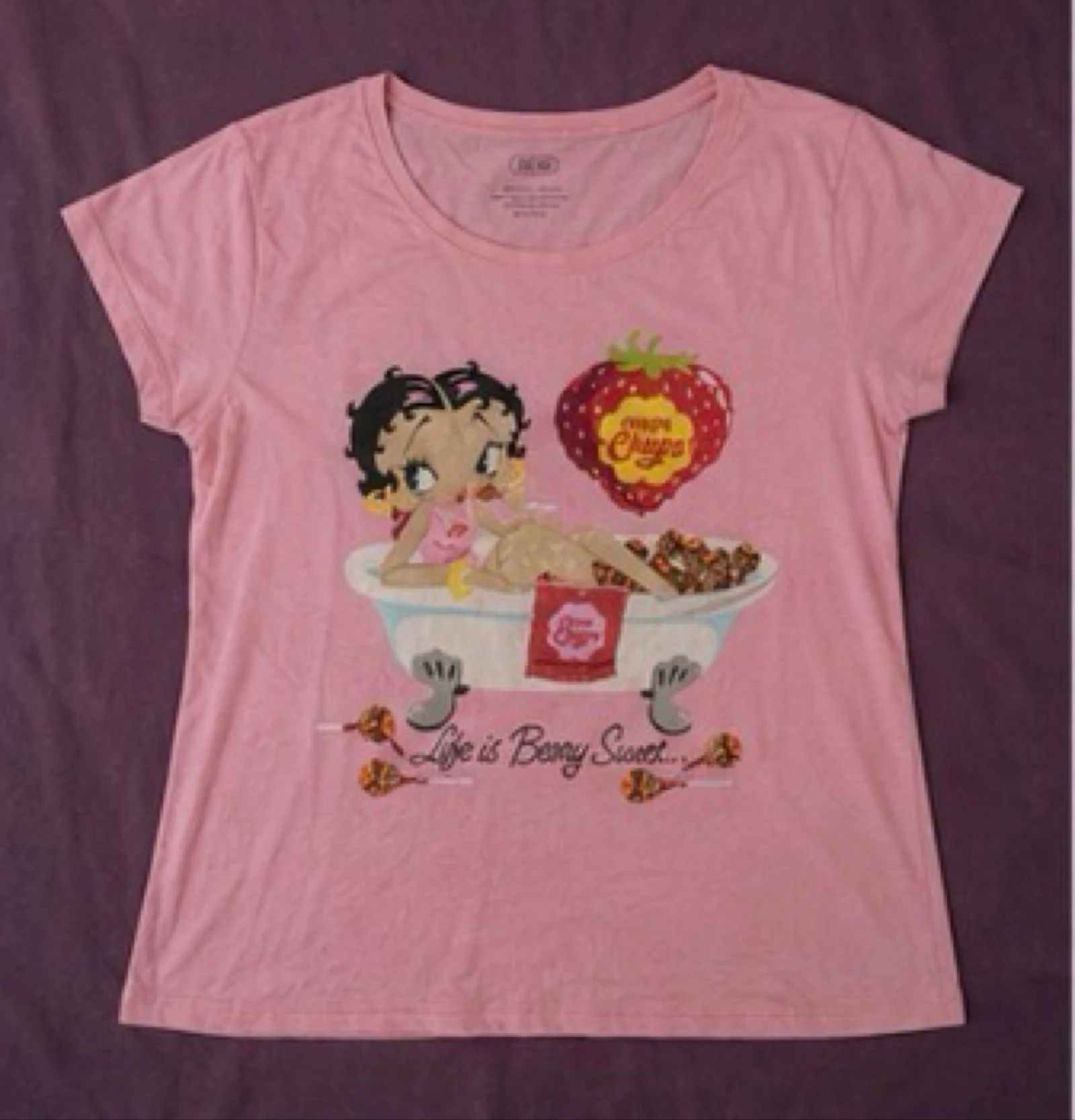 Betty Boop x Chupa Chups Roze-zwarte pyjama T38/40 damesset met shorts en T-shirt – photo 2